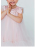 Pink Tulle Empire Waist Flower Girl Dress